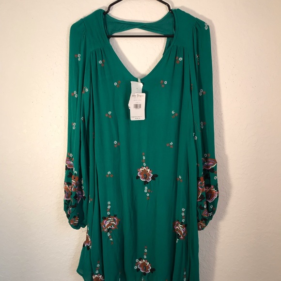 Free People NWT green combo Oxford Swing mini dres - Picture 6 of 8